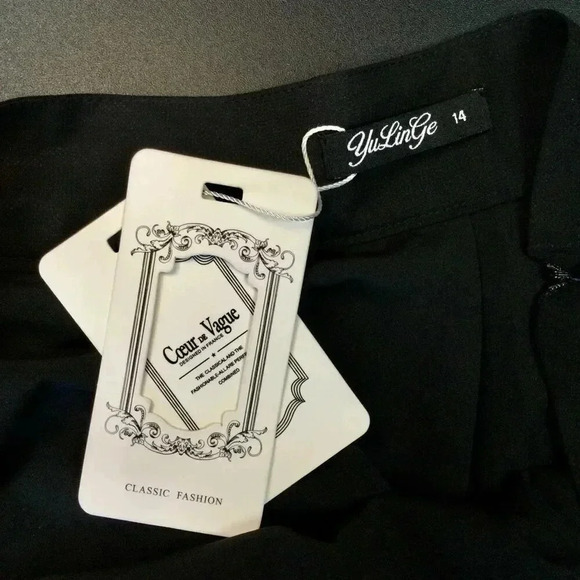 NWT YuLinGe Womens Black Lined Accordion Pleated Flare A-Line Skirt Size 12 - Picture 6 of 11